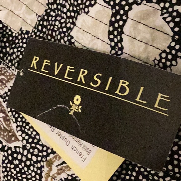 Patty Kim Reversible Duster lightweight w/batik floral &vertical herringbone - Picture 6 of 12